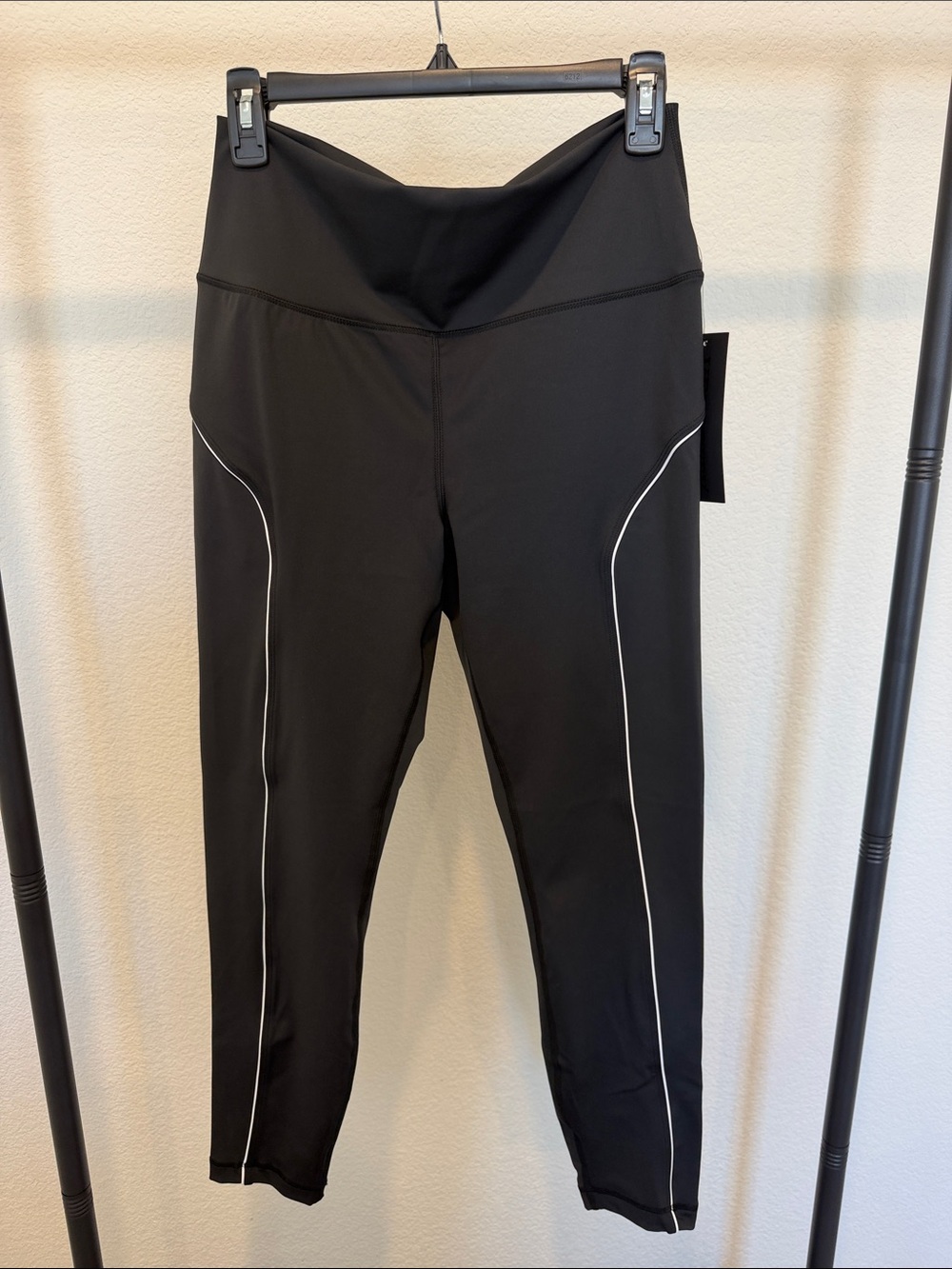 Velocity Black Leggings with White Piping